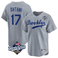Vanessashop LA.Dodgers #17 Shohei Ohtani Player Gray World Series Game Limited Home Stitched Jerseys