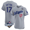 Vanessashop LA.Dodgers #17 Shohei Ohtani Player Gray World Series Limited Elite Home Stitched Jerseys