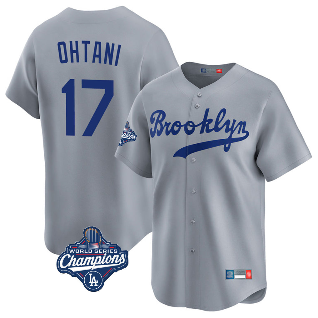 Vanessashop LA.Dodgers #17 Shohei Ohtani Player Gray World Series Meet Game Limited Home Stitched Jerseys