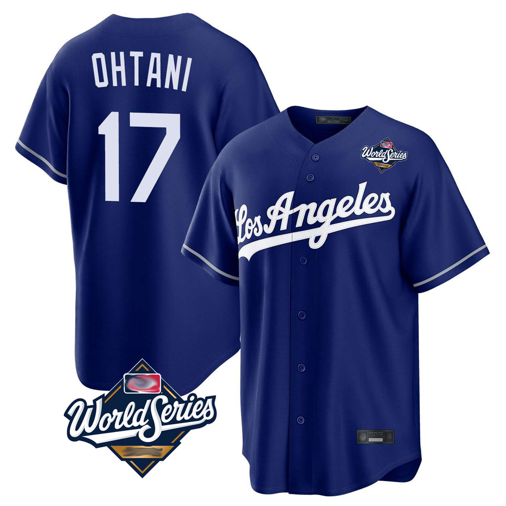 Vanessashop LA.Dodgers #17 Shohei Ohtani Player Royal World Series Game Stitched Jerseys