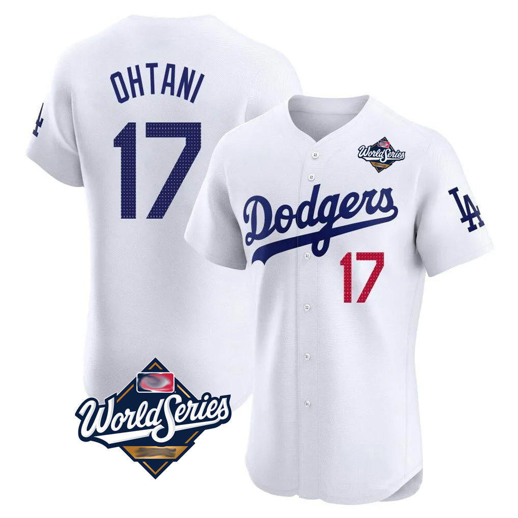 Vanessashop LA.Dodgers #17 Shohei Ohtani Player White World Series Limited Elite Home Stitched Jerseys