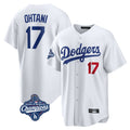 Vanessashop LA.Dodgers #17 Shohei Ohtani Player White World Series Meet Home Game Stitched Jerseys