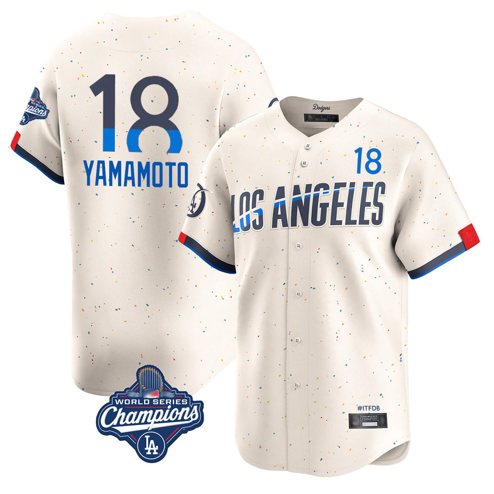 Vanessashop LA.Dodgers #18 Yoshinobu Yamamoto Player Cream World Series Meet City Connect Limited Home Stitched Jerseys