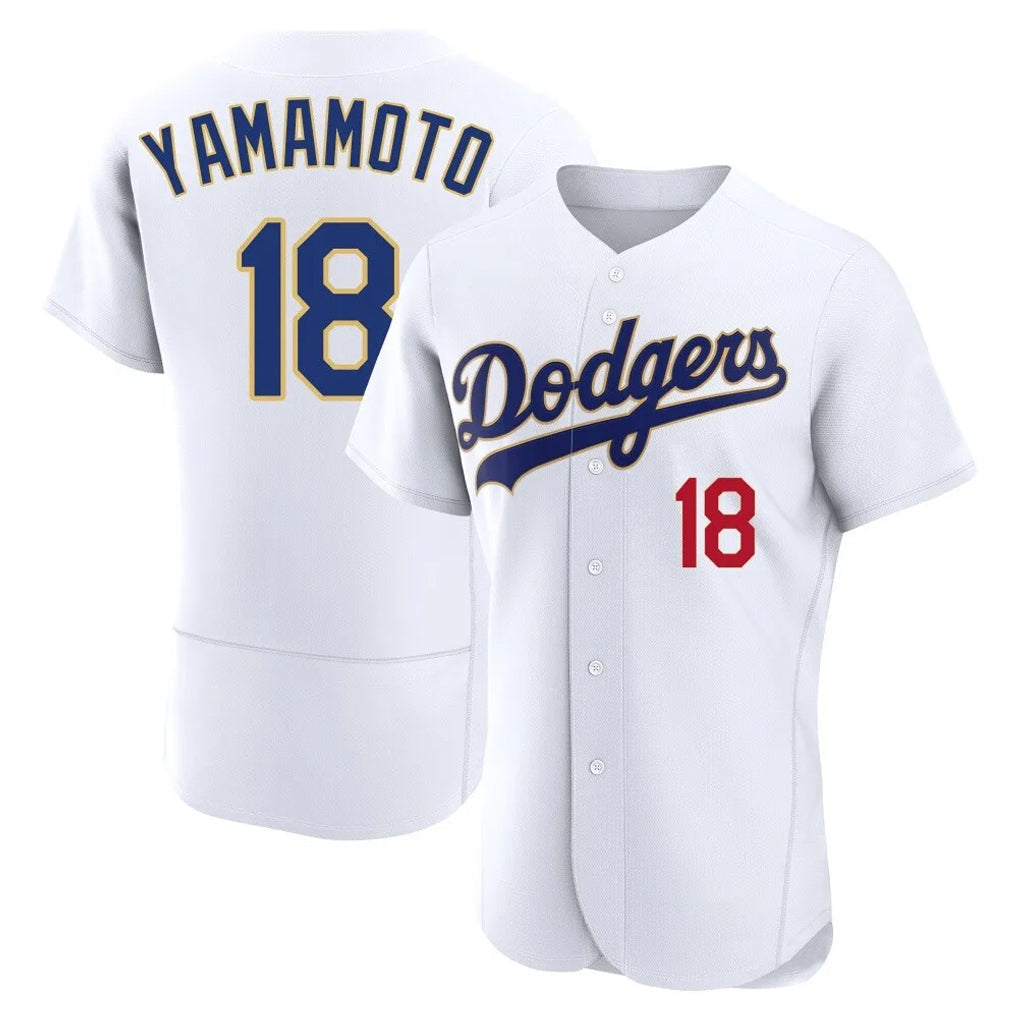 Vanessashop LA.Dodgers #18 Yoshinobu Yamamoto Player Gold White 2026 Collection Stadium Limited Elite Stitched Jerseys