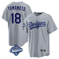 Vanessashop LA.Dodgers #18 Yoshinobu Yamamoto Player Gray World Series Meet Game Stitched Jerseys