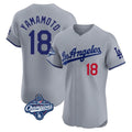 Vanessashop LA.Dodgers #18 Yoshinobu Yamamoto Player Gray World Series Meet Limited Elite Home Stitched Jerseys