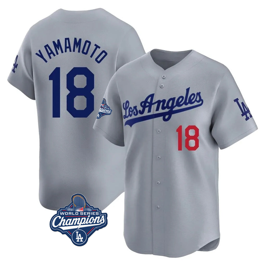 Vanessashop LA.Dodgers #18 Yoshinobu Yamamoto Player Gray World Series Meet Limited Home Stitched Jerseys