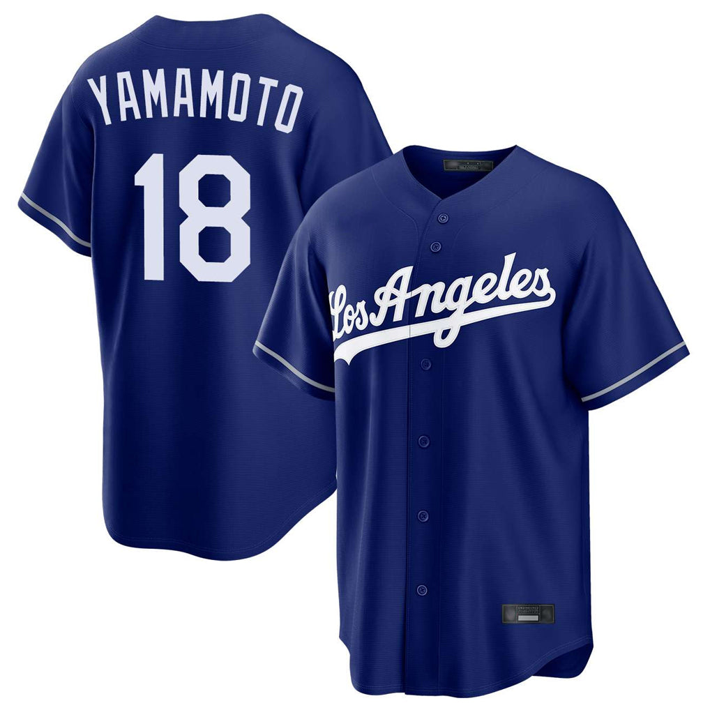 Vanessashop LA.Dodgers #18 Yoshinobu Yamamoto Player Royal Game Stitched Jerseys