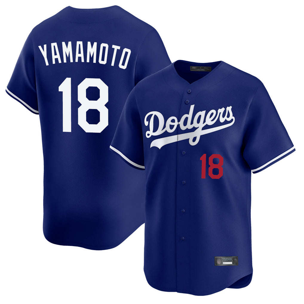 Vanessashop LA.Dodgers #18 Yoshinobu Yamamoto Player Royal Limited Home Stitched Jerseys