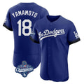 Vanessashop LA.Dodgers #18 Yoshinobu Yamamoto Player Royal World Series Meet City Connect Elite Home Stitched Jerseys