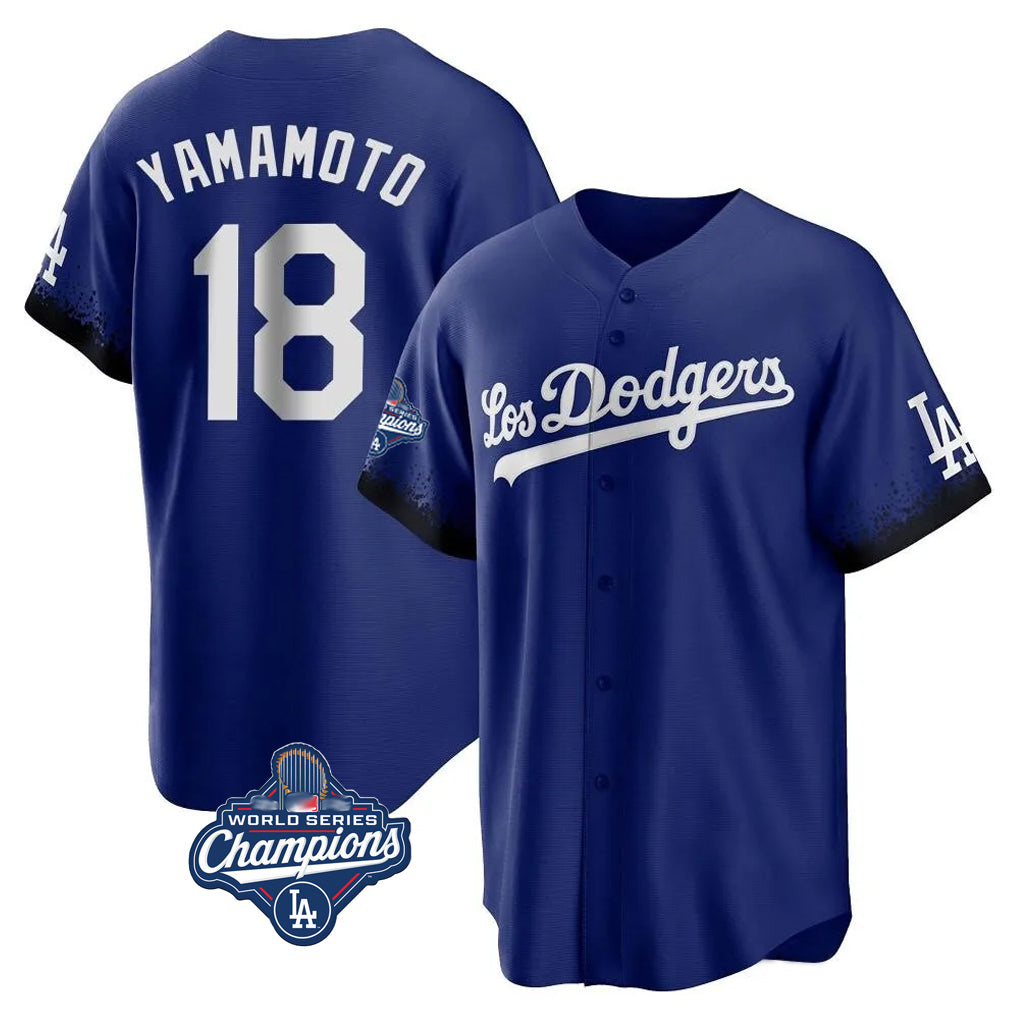 Vanessashop LA.Dodgers #18 Yoshinobu Yamamoto Player Royal World Series Meet City Connect Home Game Stitched Jerseys