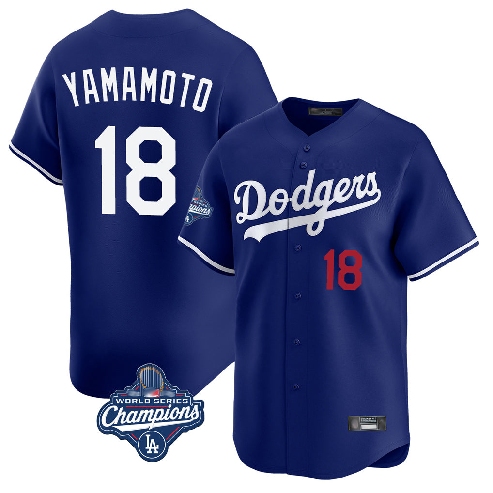 Vanessashop LA.Dodgers #18 Yoshinobu Yamamoto Player Royal World Series Meet Limited Home Stitched Jerseys