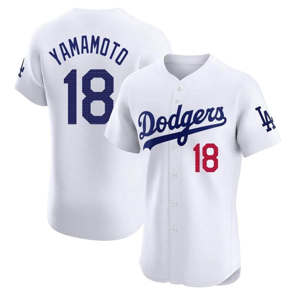 Vanessashop LA.Dodgers #18 Yoshinobu Yamamoto Player White Limited Elite Home Stitched Jerseys
