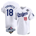 Vanessashop LA.Dodgers #18 Yoshinobu Yamamoto Player White World Series Limited Home Stitched Jerseys