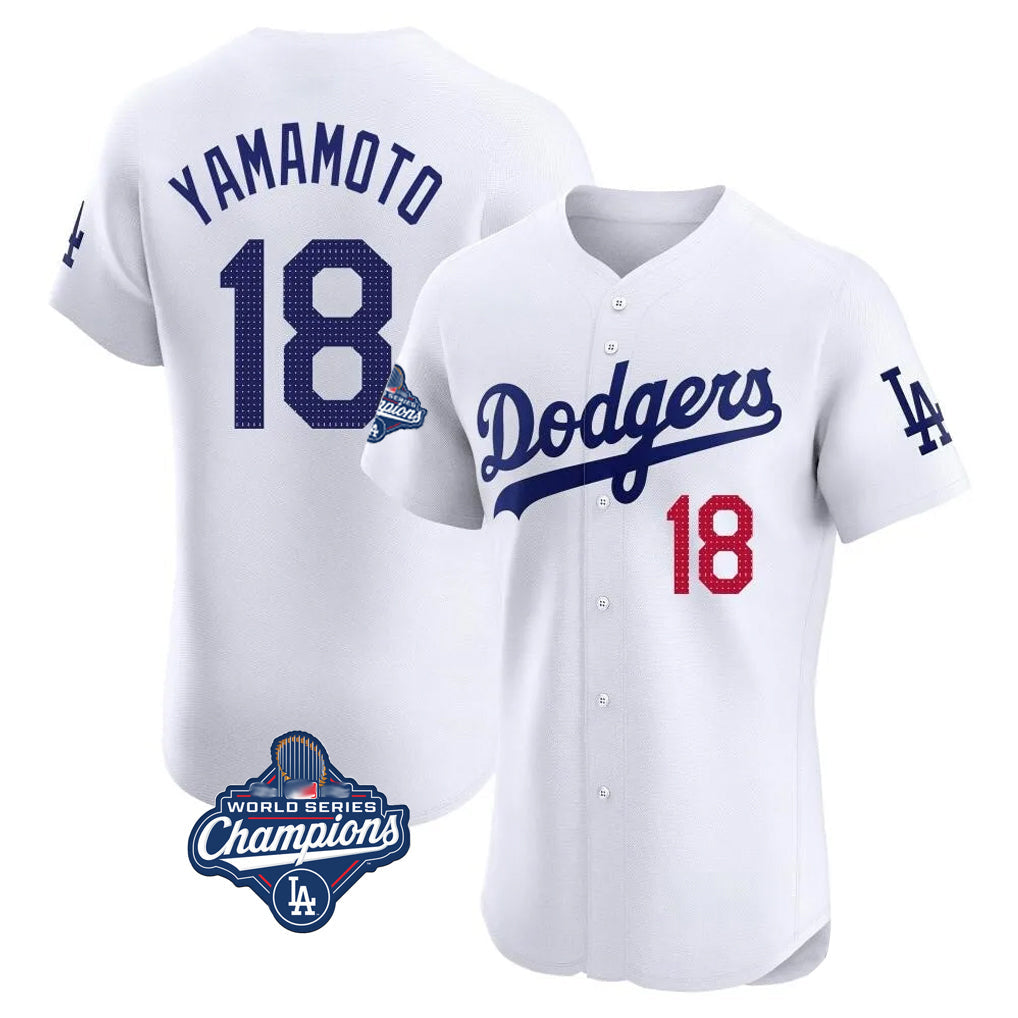 Vanessashop LA.Dodgers #18 Yoshinobu Yamamoto Player White World Series Meet Limited Elite Home Stitched Jerseys