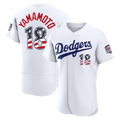 Vanessashop LA.Dodgers #18 Yoshinobu Yamamoto USA 250 Fourth of July Home Authentic Jersey - White