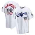 Vanessashop LA.Dodgers #18 Yoshinobu Yamamoto USA 250 Fourth of July Home Stadium Jersey - White