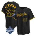 Vanessashop LA.Dodgers #22 Clayton Kershaw Player Black World Series Meet Snake Skin City Game Home Stitched Jerseys