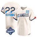 Vanessashop LA.Dodgers #22 Clayton Kershaw Player Cream World Series Meet City Connect Limited Home Stitched Jerseys