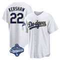 Vanessashop LA.Dodgers #22 Clayton Kershaw Player Gold White World Series Meet 2026 Collection Stadium Game Stitched Jerseys