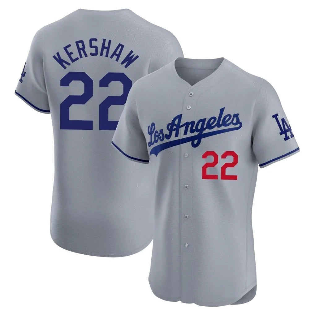 Vanessashop LA.Dodgers #22 Clayton Kershaw Player Gray Limited Elite Home Stitched Jerseys
