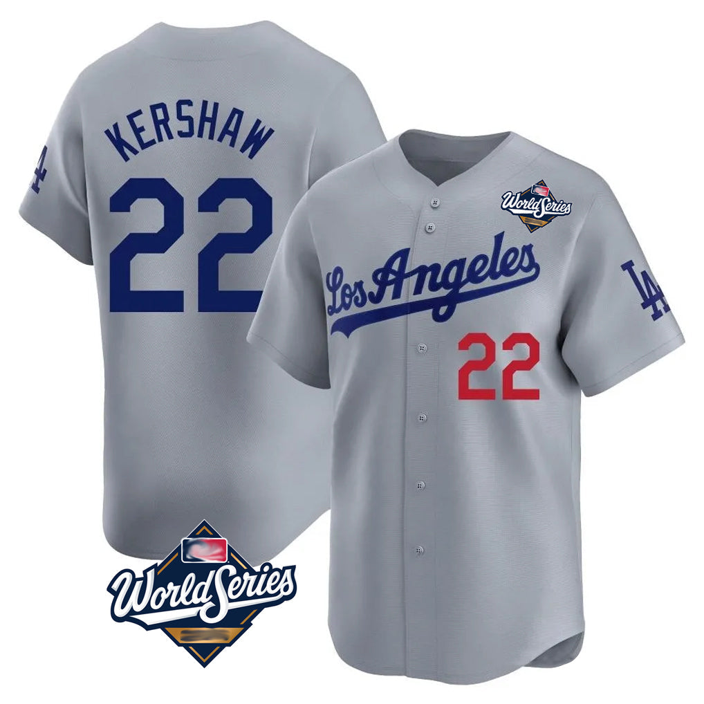 Vanessashop LA.Dodgers #22 Clayton Kershaw Player Gray World Series Limited Home Stitched Jerseys