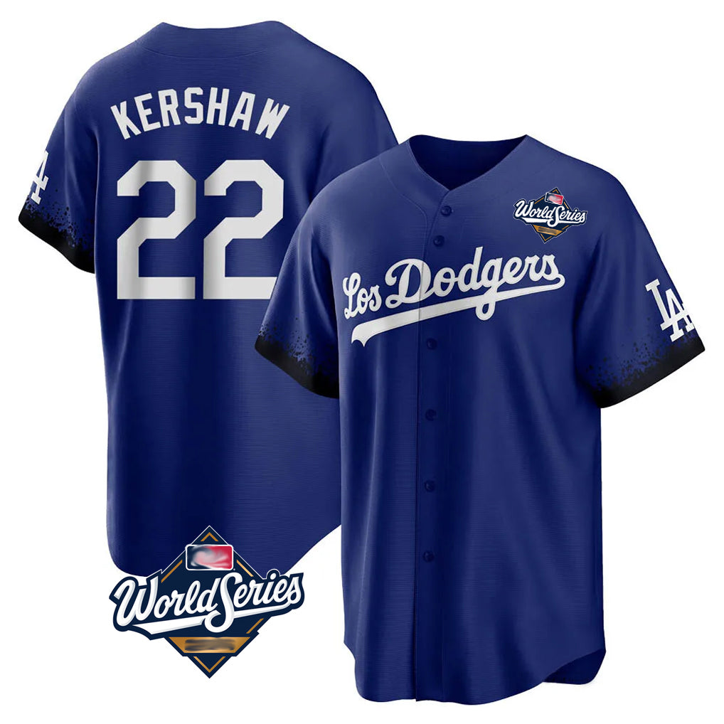 Vanessashop LA.Dodgers #22 Clayton Kershaw Player Royal World Series City Connect Home Game Stitched Jerseys