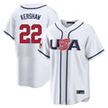 Vanessashop LA.Dodgers #22 Clayton Kershaw Player White USA 2026 World Classic Limited Home Stitched Jerseys