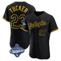 Vanessashop LA.Dodgers #23 Kyle Tucker Player Black World Series Meet Snake Skin City Limited Elite Home Stitched Jerseys