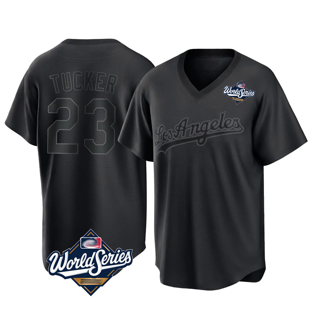 Vanessashop LA.Dodgers #23 Kyle Tucker Player Black World Series Pitch Fashion T-shirt Stitched Jerseys