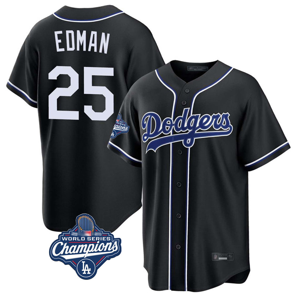 Vanessashop LA.Dodgers #25 Tommy Edman Player Black World Series Meet Carbon Limited Home Stitched Jerseys