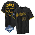 Vanessashop LA.Dodgers #25 Tommy Edman Player Black World Series Meet Snake Skin City Game Home Stitched Jerseys