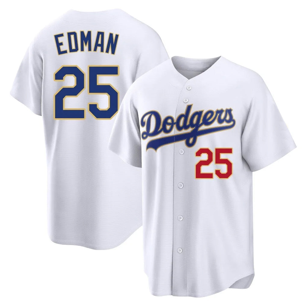 Vanessashop LA.Dodgers #25 Tommy Edman Player Gold White 2026 Collection Stadium Limited Stitched Jerseys