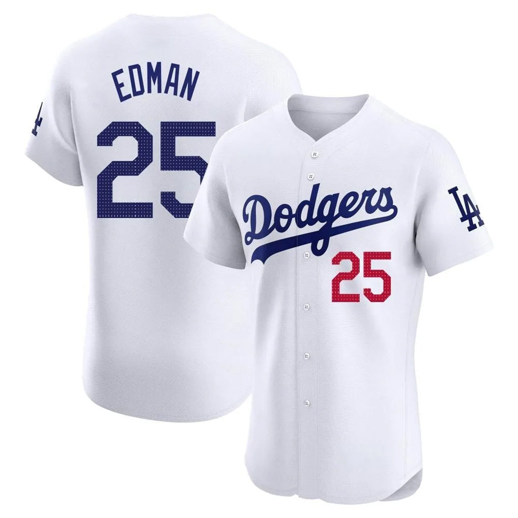 Vanessashop LA.Dodgers #25 Tommy Edman Player Gold White Limited Elite Home Stitched Jerseys