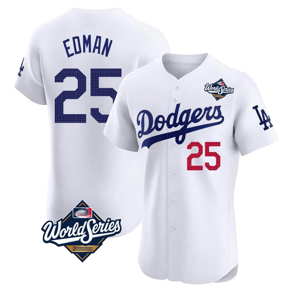 Vanessashop LA.Dodgers #25 Tommy Edman Player Gold White World Series Limited Elite Home Stitched Jerseys
