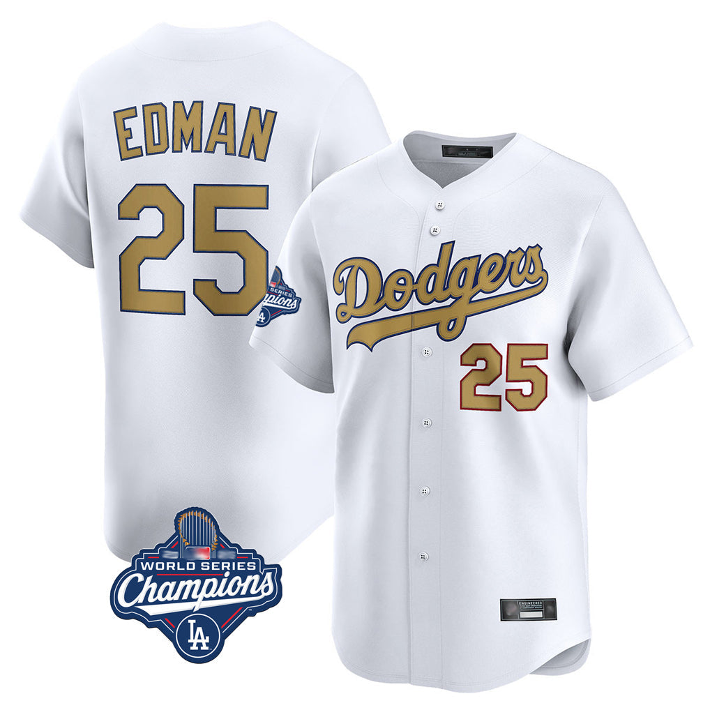 Vanessashop LA.Dodgers #25 Tommy Edman Player Gold World Series Meet Collection Limited Home Stitched Jerseys