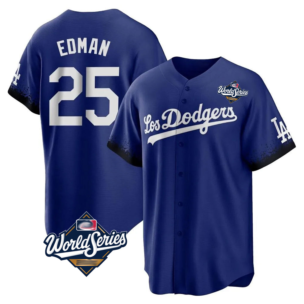 Vanessashop LA.Dodgers #25 Tommy Edman Player Royal World Series City Connect Home Game Stitched Jerseys