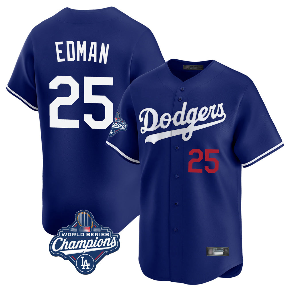 Vanessashop LA.Dodgers #25 Tommy Edman Player Royal World Series Meet Limited Home Stitched Jerseys