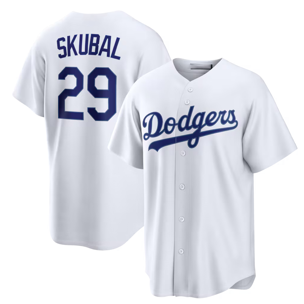 LA.Dodgers #29 Tarik Skubal White Vanessashop Home Replica Jersey