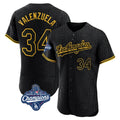 Vanessashop LA.Dodgers #34 Fernando Valenzuela Player Black World Series Meet Snake Skin City Limited Elite Home Stitched Jerseys