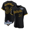 Vanessashop LA.Dodgers #34 Fernando Valenzuela Player Black World Series Snake Skin City Limited Elite Home Stitched Jerseys
