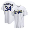 Vanessashop LA.Dodgers #34 Fernando Valenzuela Player Gold White 2026 Collection Stadium Game Stitched Jerseys
