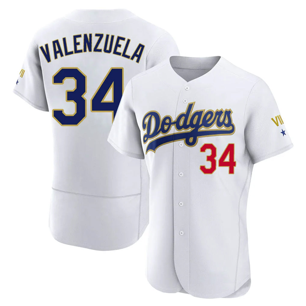 Vanessashop LA.Dodgers #34 Fernando Valenzuela Player Gold White 2026 Collection Stadium Limited Elite Stitched Jerseys