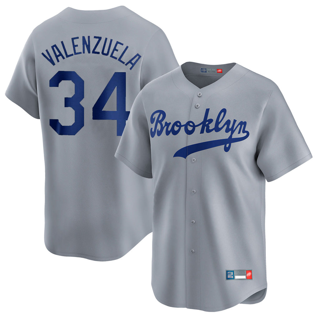 Vanessashop LA.Dodgers #34 Fernando Valenzuela Player Gray Game Limited Home Stitched Jerseys