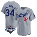 Vanessashop LA.Dodgers #34 Fernando Valenzuela Player Gray World Series Limited Home Stitched Jerseys