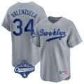Vanessashop LA.Dodgers #34 Fernando Valenzuela Player Gray World Series Meet Game Limited Home Stitched Jerseys