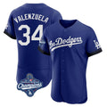 Vanessashop LA.Dodgers #34 Fernando Valenzuela Player Royal World Series Meet City Connect Elite Home Stitched Jerseys