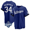 Vanessashop LA.Dodgers #34 Fernando Valenzuela Player Royal World Series Meet City Connect Home Game Stitched Jerseys