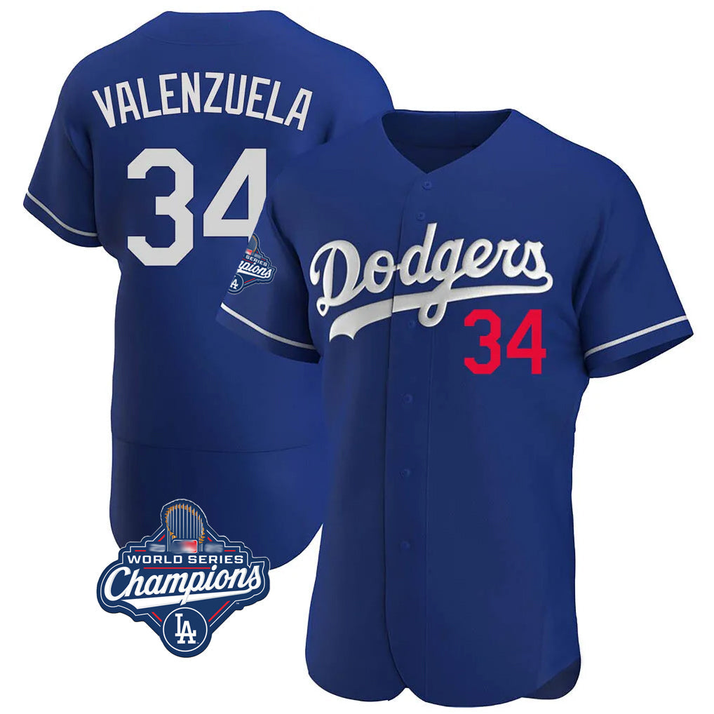 Vanessashop LA.Dodgers #34 Fernando Valenzuela Player Royal World Series Meet Limited Elite Home Stitched Jerseys