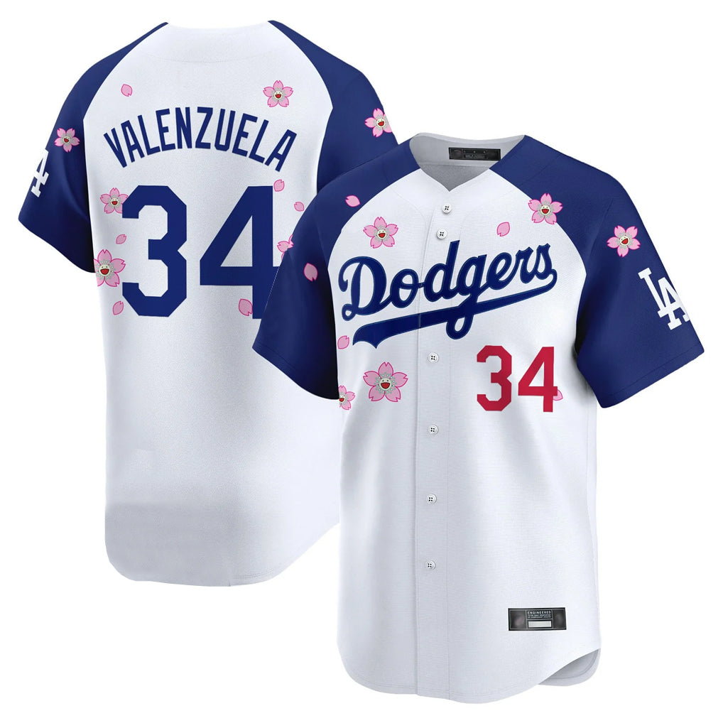 Vanessashop LA.Dodgers #34 Fernando Valenzuela Player White-Royal Tokyo Series Vapor Premier Limited Stitched Jerseys